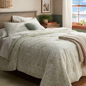 Full/Queen Vine Printed Cotton Comforter & Sham Set Green -Threshold™